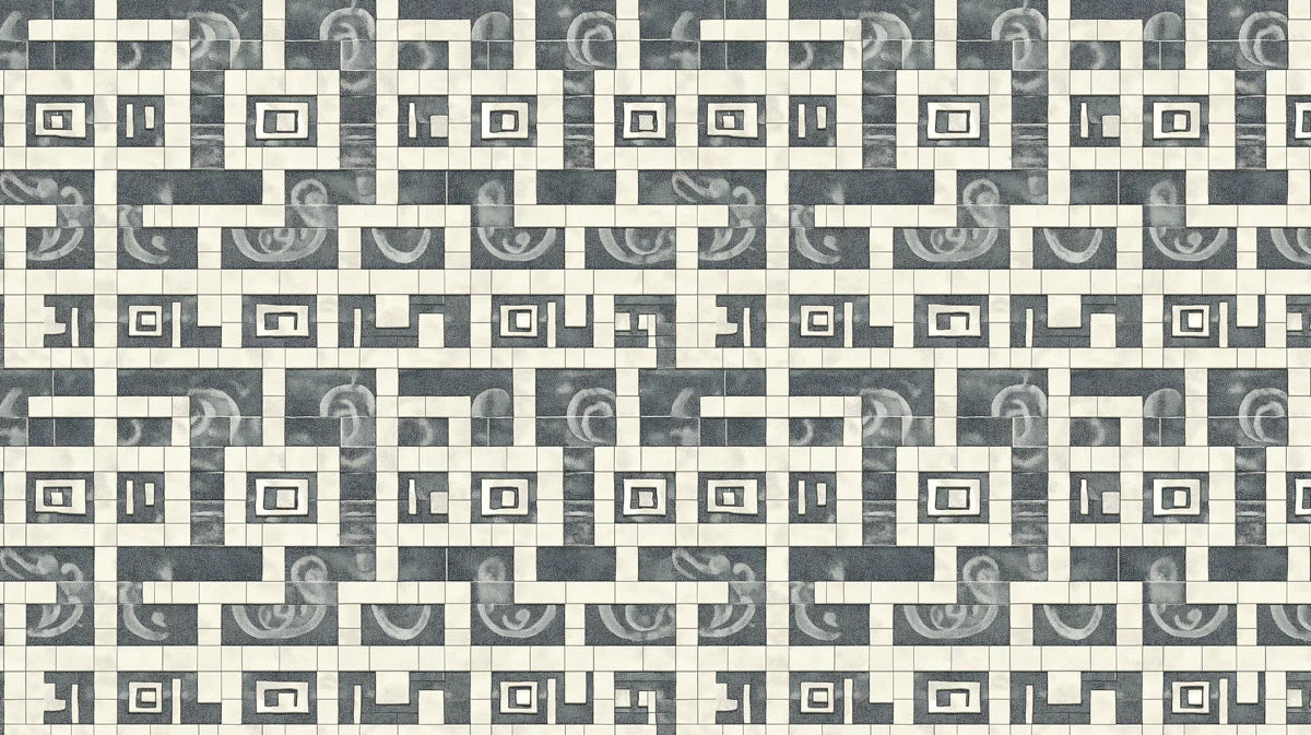 Abstract Geometric Tiled Mural Wallpaper — Modern Monochrome Mural Wallpaper - room preview 02