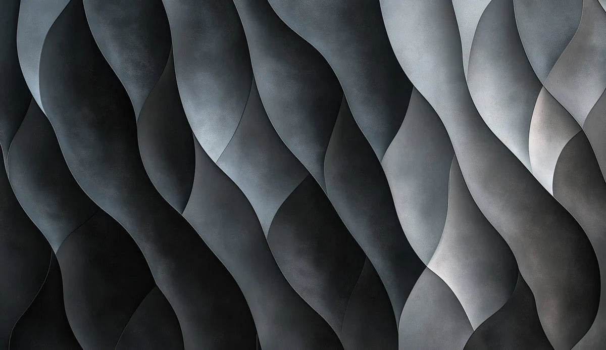 Fluid Wave Mural Wallpaper — Modern Monochrome Abstract Mural Wallpaper - room preview 02