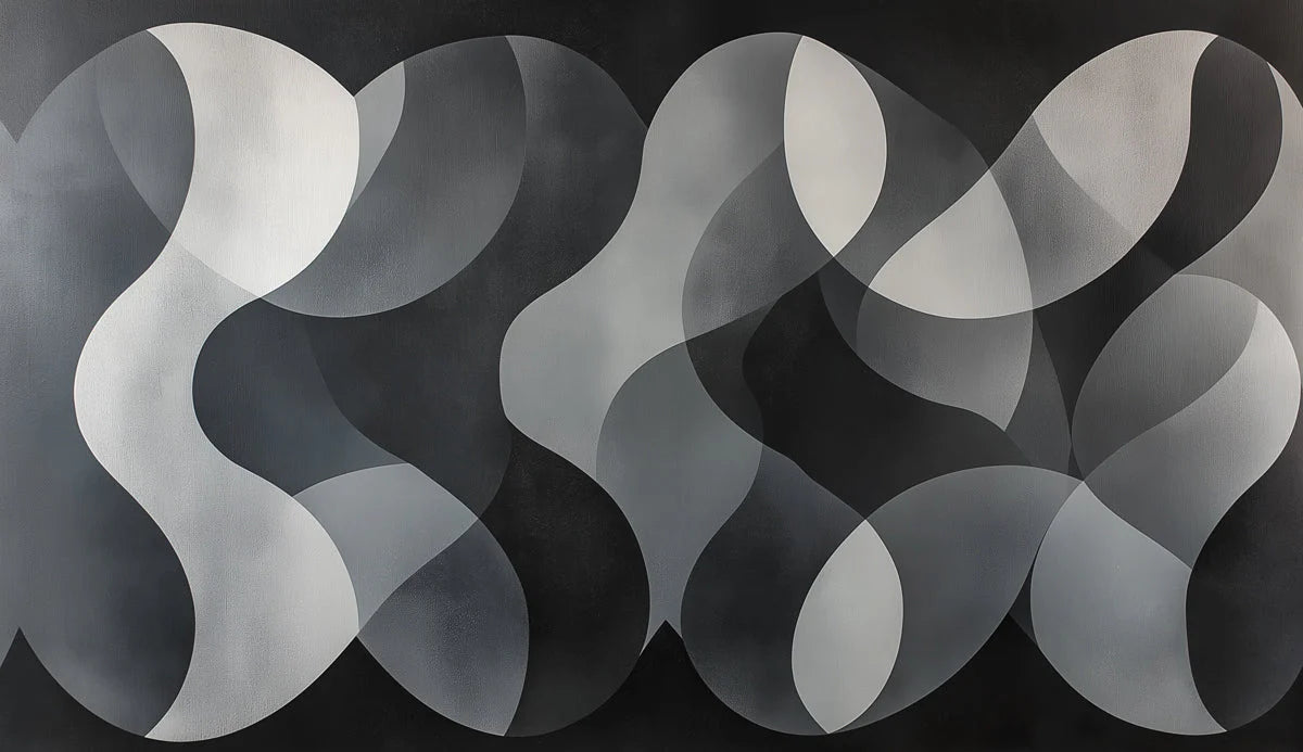 Fluid Wave Mural Wallpaper — Modern Monochrome Abstract Mural Wallpaper - room preview 02