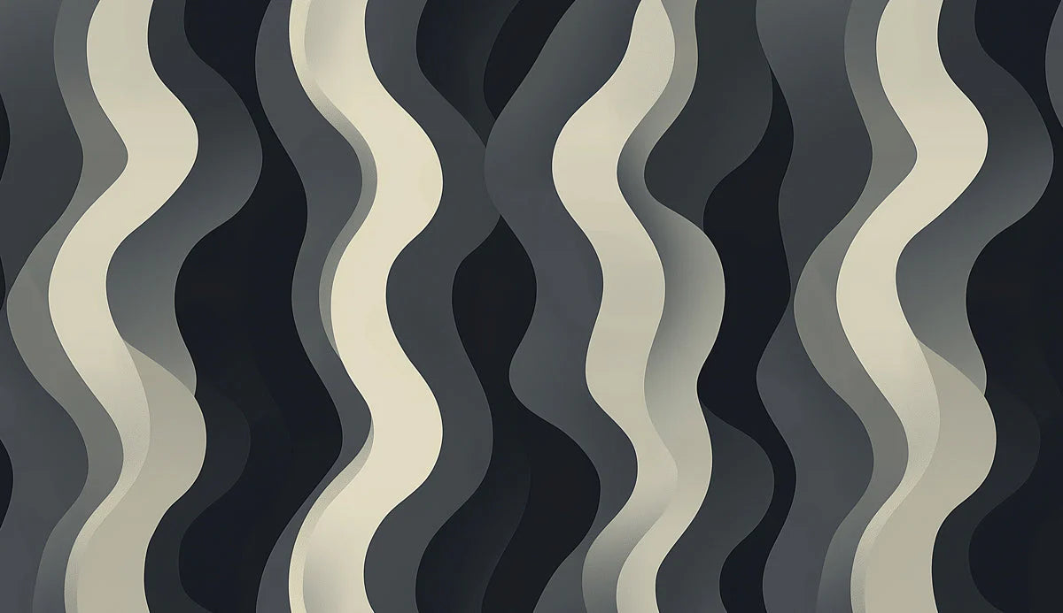 Monochrome Wave Mural Wallpaper — Modern Abstract Flow Mural Wallpaper - room preview 02