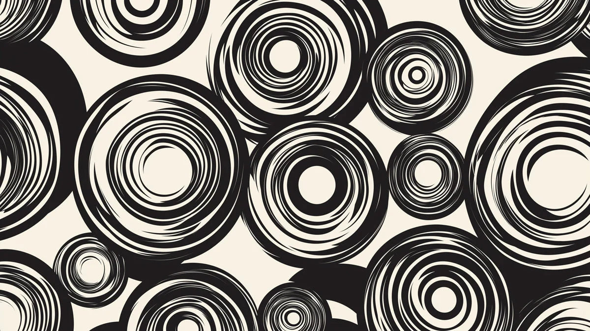 Swirling Circular Mural Wallpaper — Modern Monochrome Design Mural Wallpaper - room preview 02