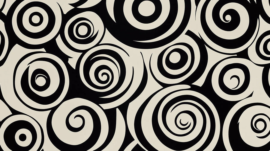 Abstract Wallpaper Mural – Modern Art Wall Mural – Abstract Swirl — Graphic Monochrome Motif printable artwork