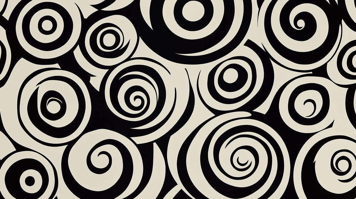 Abstract Swirl Mural Wallpaper — Graphic Monochrome Motif Mural Wallpaper - room preview 02
