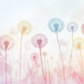 Whimsical Dandelion Field Mural Wallpaper — Watercolor Floral Mural Wallpaper - room preview 02