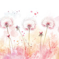 Dandelion Watercolor Mural Wallpaper — Soft Botanical Design Mural Wallpaper - room preview 02