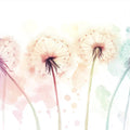 Watercolor Dandelion Mural Wallpaper — Soft Pastel Floral Design Mural Wallpaper - room preview 02