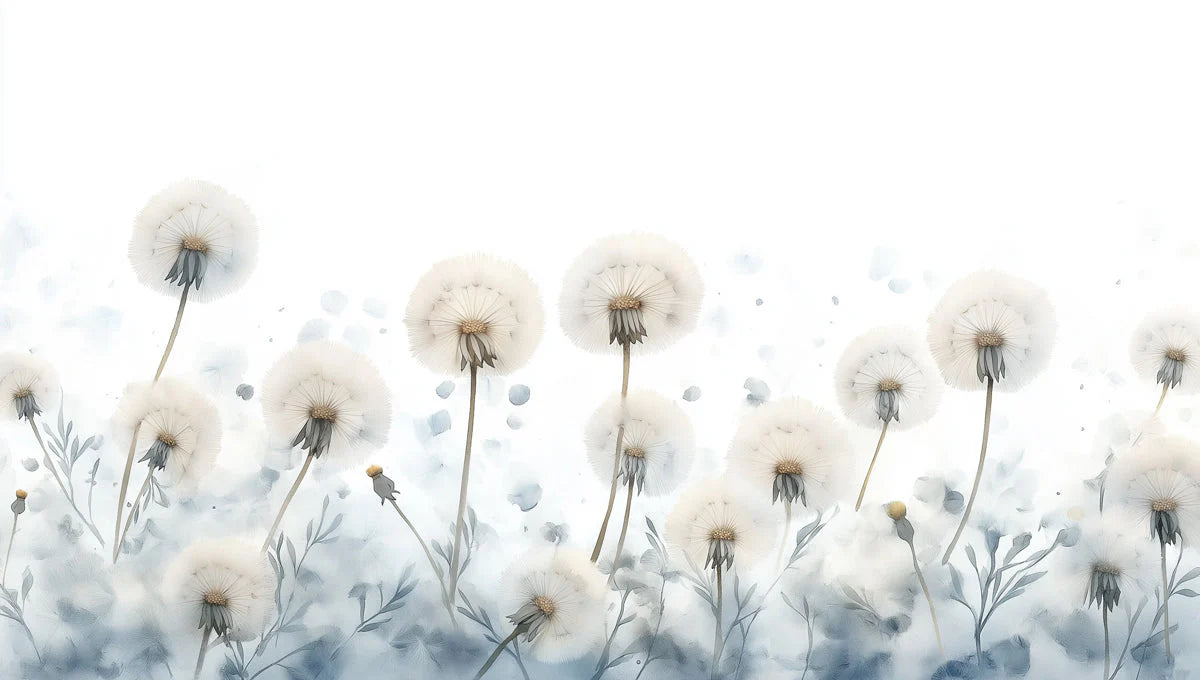 Floating Dandelion Seed Mural Wallpaper — Minimalist Floral Mural Wallpaper - room preview 02