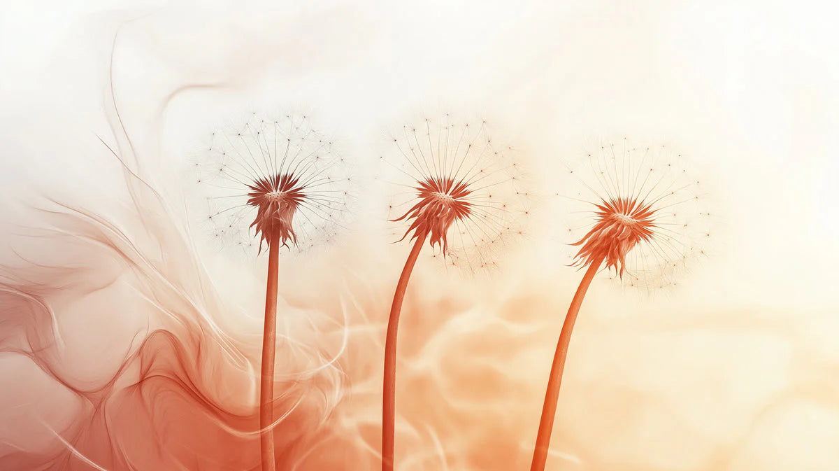 Ethereal Dandelion Meadow Mural Wallpaper — Soft Peach and Cream Mural Wallpaper - room preview 02