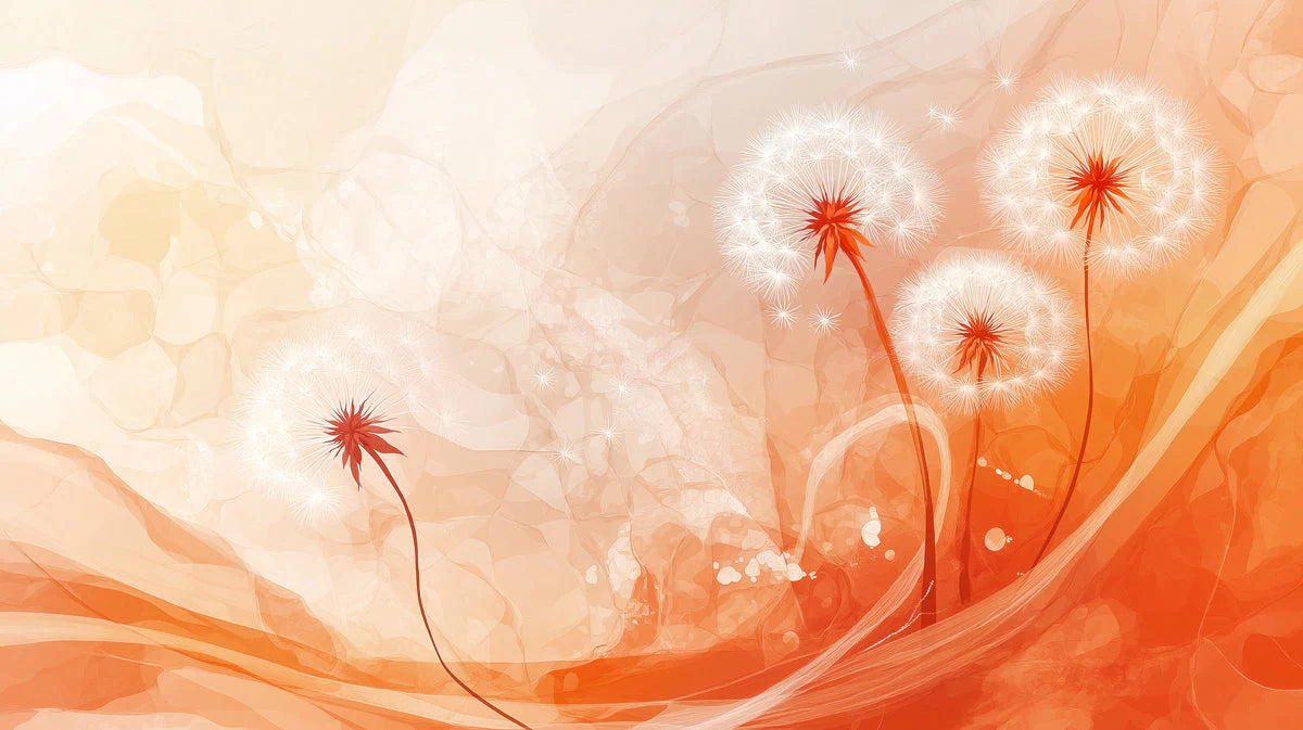 Floating Dandelion Mural Wallpaper — Abstract Warm Gradient Mural Wallpaper - room preview 02