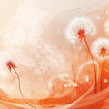 Floating Dandelion Mural Wallpaper — Abstract Warm Gradient Mural Wallpaper - room preview 02