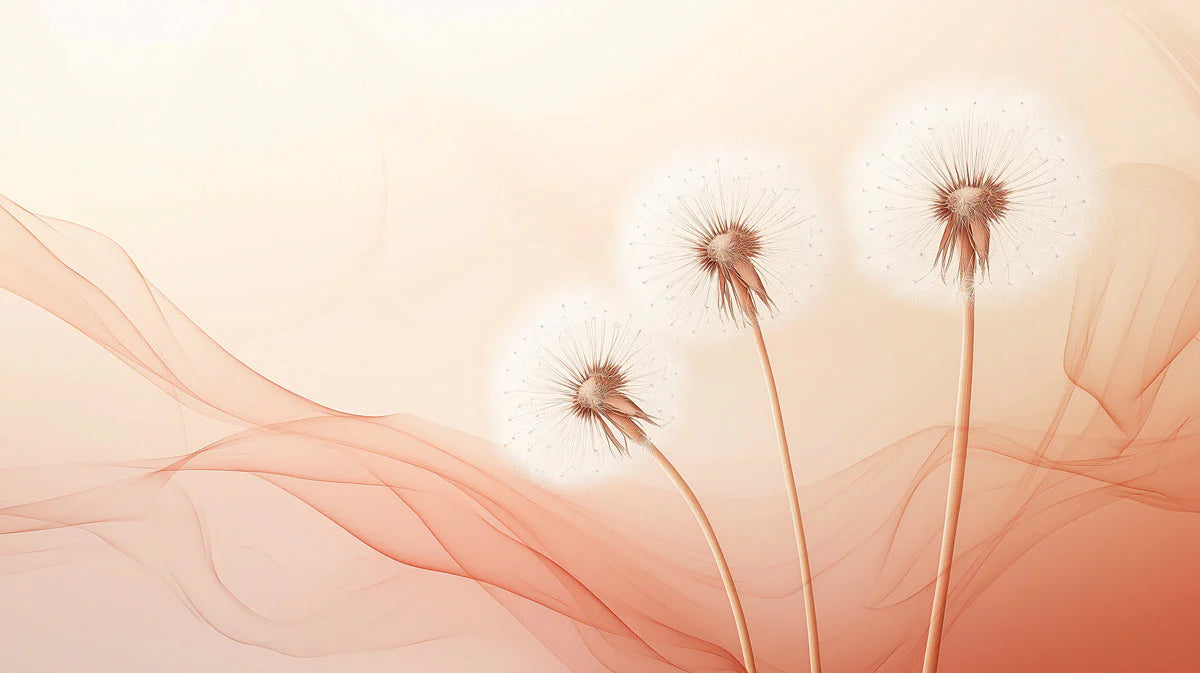 Ethereal Dandelion Meadow Mural Wallpaper — Soft Peach and Cream Mural Wallpaper - room preview 02