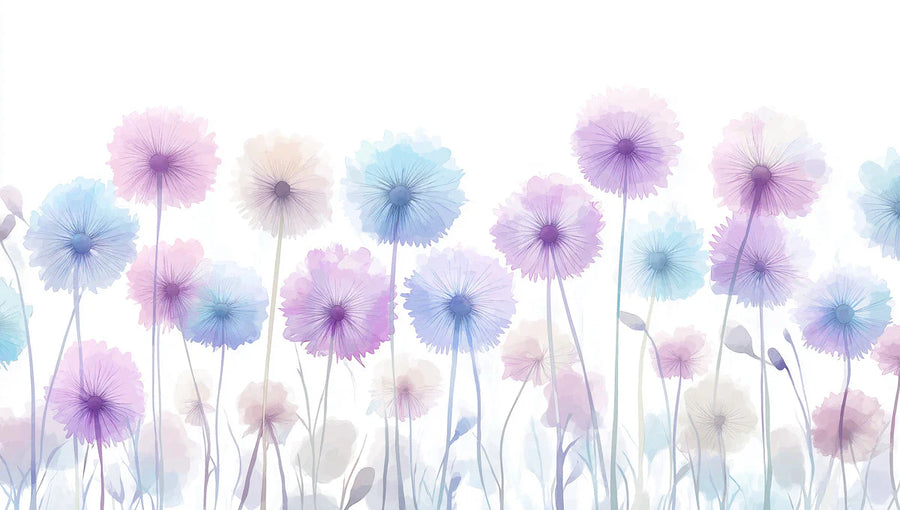 Dandelion Wallpaper Mural – Spring Flower Wall Mural – Watercolor Dandelion Meadow in Soft Pastels printable artwork