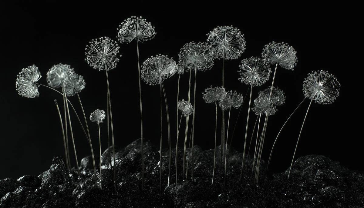 Ethereal Dandelion Seed Mural Wallpaper — Minimalist Monochrome Mural Wallpaper - room preview 02