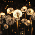 Luminous Dandelion Seed Mural Wallpaper — Glowing Botanical Art Mural Wallpaper - room preview 02