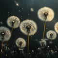 Ethereal Dandelion Seed Mural Wallpaper in Monochrome Mural Wallpaper - room preview 02
