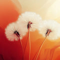 Floating Dandelion Seed Mural Wallpaper — Warm Sunset Gradient Mural Wallpaper - room preview 02