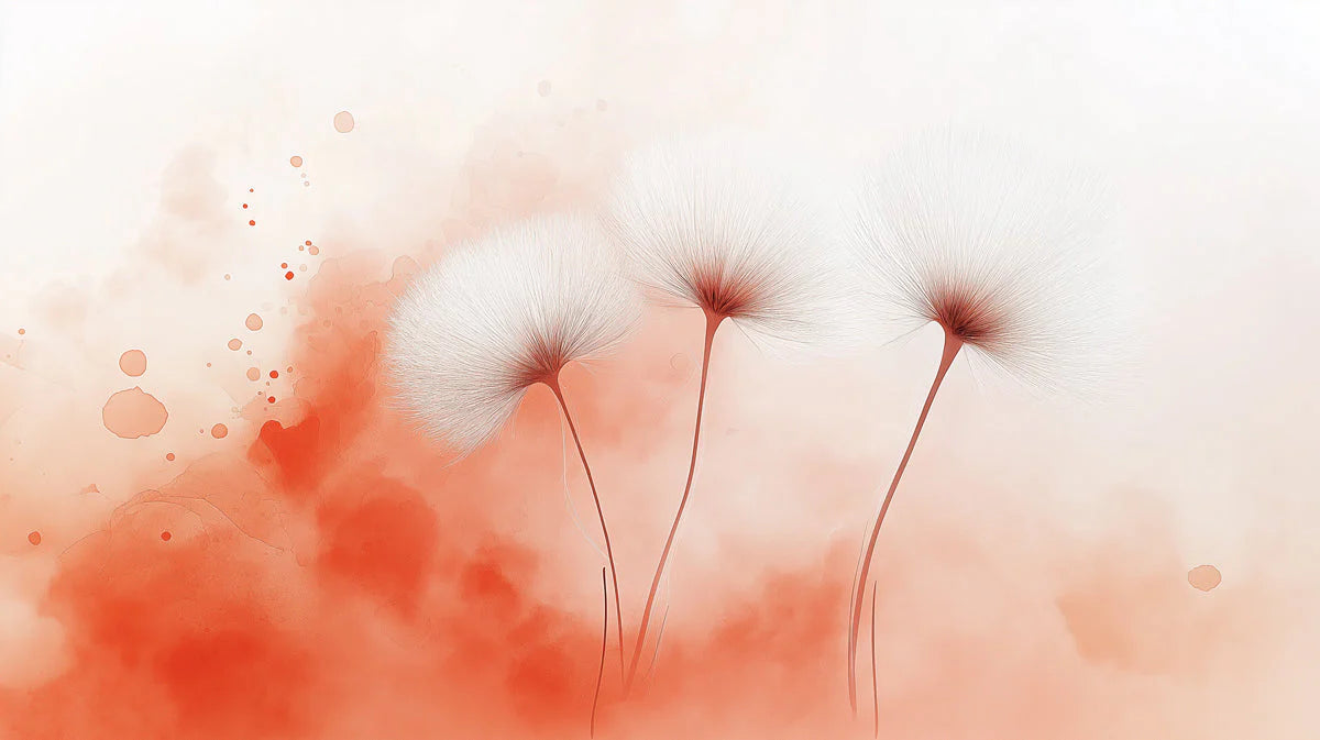 Floating Dandelion Seed Mural Wallpaper — Watercolor Art Mural Wallpaper - room preview 02