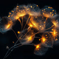 Luminous Dandelion Seed Mural Wallpaper — Dark Floral Design Mural Wallpaper - room preview 02