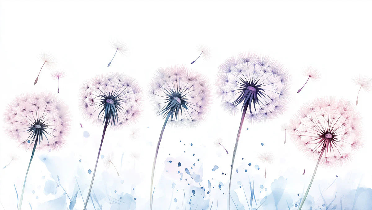 Dandelion Drift Mural Wallpaper — Minimalist Floral Design Mural Wallpaper - room preview 02