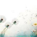 Floating Dandelion Seed Mural Wallpaper — Whimsical Nature Scene Mural Wallpaper - room preview 02