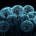 Dandelion Macro Mural Wallpaper — Minimalist Blue and Charcoal Mural Wallpaper - room preview 02