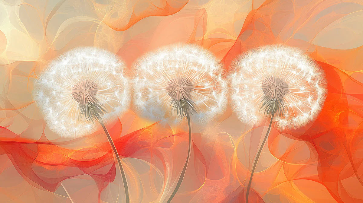 Abstract Dandelion Breeze Mural Wallpaper — Warm Oranges Mural Wallpaper - room preview 02