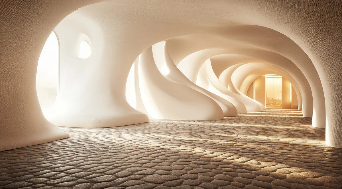 Organic Sculptural Archway Mural Wallpaper — Modern Neutral Mural Wallpaper - room preview 02