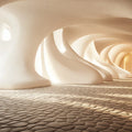 Organic Sculptural Archway Mural Wallpaper — Modern Neutral Mural Wallpaper - room preview 02