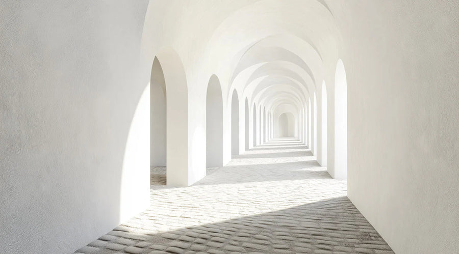 Abstract Wallpaper Mural – Modern Art Wall Mural for hallway – Minimalist Archway Hallway — Light and Airy printable artwork