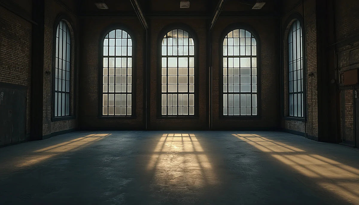 Industrial Arched Window Mural Wallpaper — Architectural Print Mural Wallpaper - room preview 02