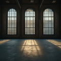 Industrial Arched Window Mural Wallpaper — Architectural Print Mural Wallpaper - room preview 02