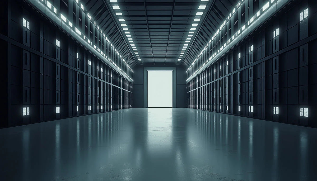 Futuristic Corridor Mural Wallpaper — Sleek Industrial Depth Mural Wallpaper - room preview 02