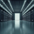 Futuristic Corridor Mural Wallpaper — Sleek Industrial Depth Mural Wallpaper - room preview 02