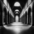 Gothic Cathedral Archway Mural Wallpaper —Monochromatic Depth Mural Wallpaper - room preview 02