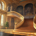 Grand Baroque Staircase Mural Wallpaper — Opulent Historical Scene Mural Wallpaper - room preview 02