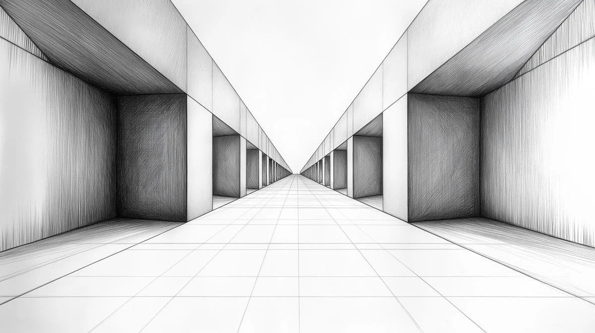 Architectural Perspective Mural Wallpaper — Minimalist Sketch Mural Wallpaper - room preview 02