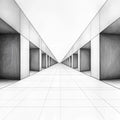Architectural Perspective Mural Wallpaper — Minimalist Sketch Mural Wallpaper - room preview 02