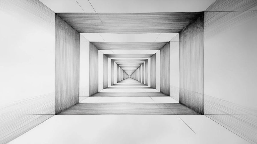 Geometric Wallpaper Mural – Pattern Wall Mural – Infinite Corridor — Modern Geometric Sketch printable artwork