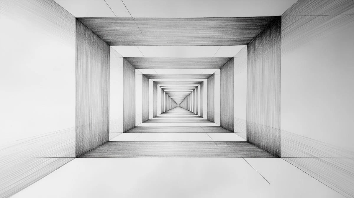 Infinite Corridor Mural Wallpaper — Modern Geometric Sketch Mural Wallpaper - room preview 02