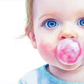 Bubble Gum Baby Mural Wallpaper — Whimsical Artistic Portrait Mural Wallpaper - room preview 02