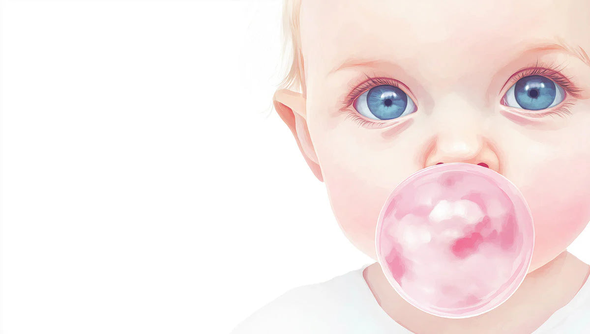 Innocent Bubble Gum Baby Mural Wallpaper —Soft Pastel Portrait Mural Wallpaper - room preview 02
