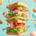 Floating Sandwich and Balloon Mural Wallpaper — Whimsical Design Mural Wallpaper - room preview 02