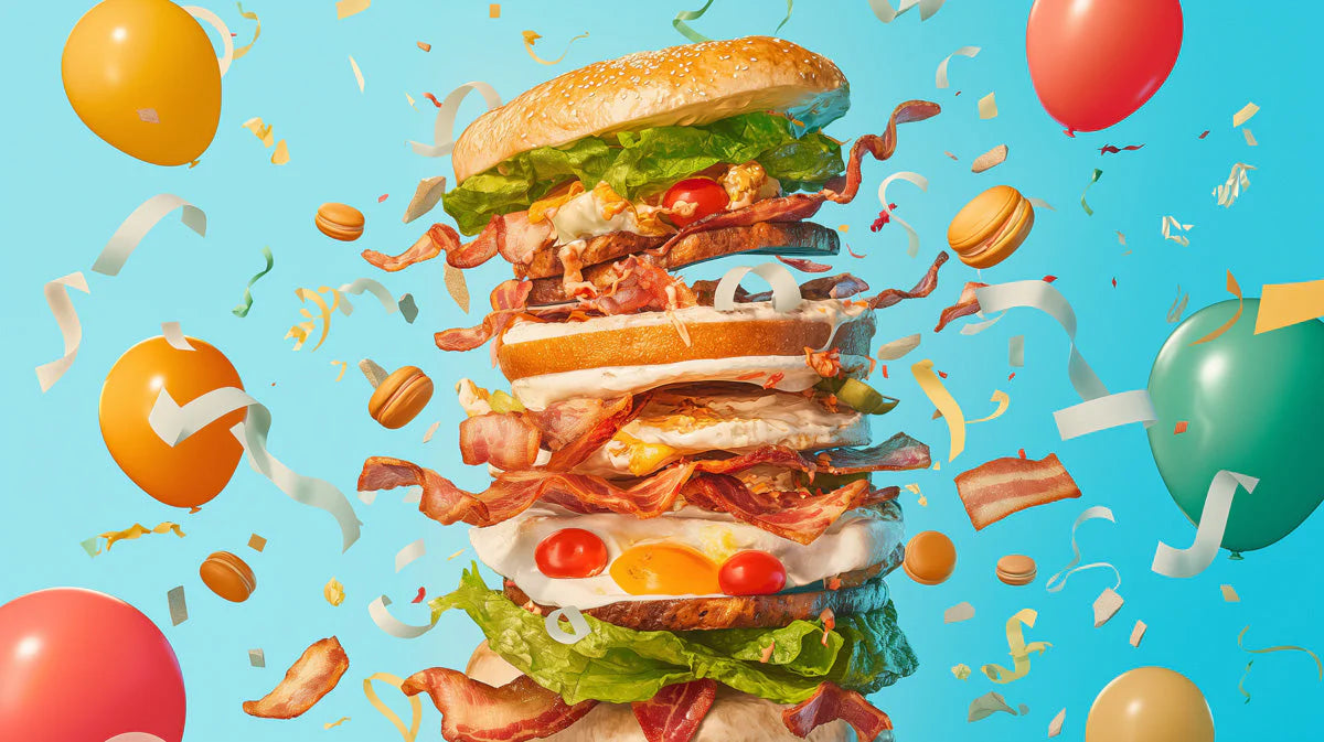 Floating Sandwich Celebration Mural Wallpaper —Whimsical Decor Mural Wallpaper - room preview 02