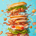 Floating Sandwich Celebration Mural Wallpaper —Whimsical Decor Mural Wallpaper - room preview 02
