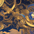 Celestial Orrery Mural Wallpaper — Astronomical Gold and Navy Mural Wallpaper - room preview 02