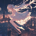 Floating Celestial Girl Mural Wallpaper — Dreamy Night Sky Design Mural Wallpaper - room preview 02