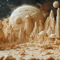 Desert Planet Alien Settlement Mural Wallpaper — Sci-Fi Landscape Mural Wallpaper - room preview 02