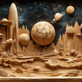 Alien Planet Settlement Mural Wallpaper — Carved Wood Aesthetic Mural Wallpaper - room preview 02