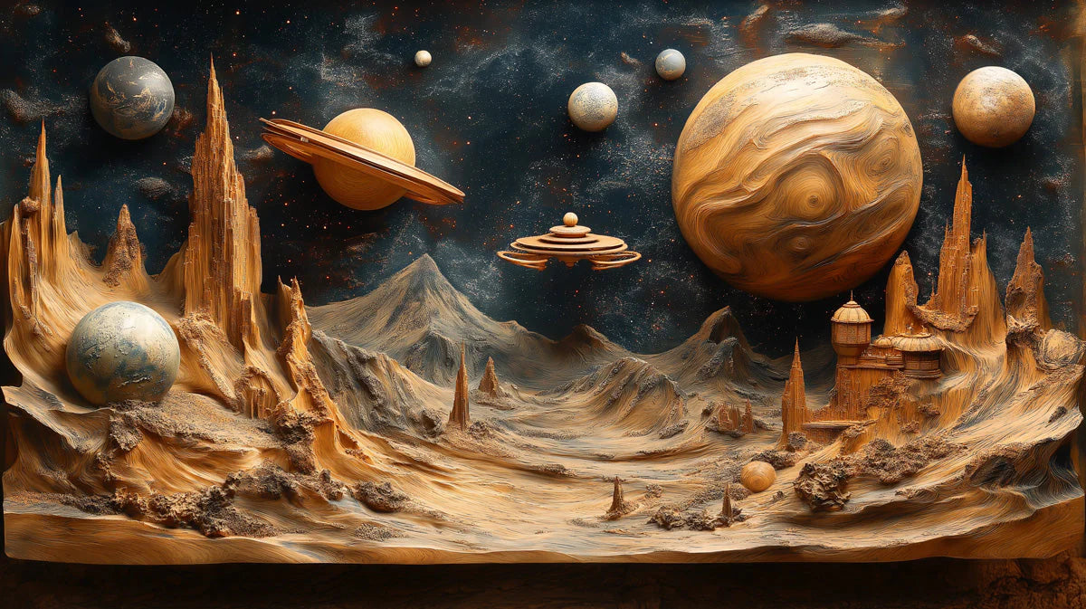 Alien Exoplanet Landscape Mural Wallpaper — Cosmic Sci-Fi Scene Mural Wallpaper - room preview 02