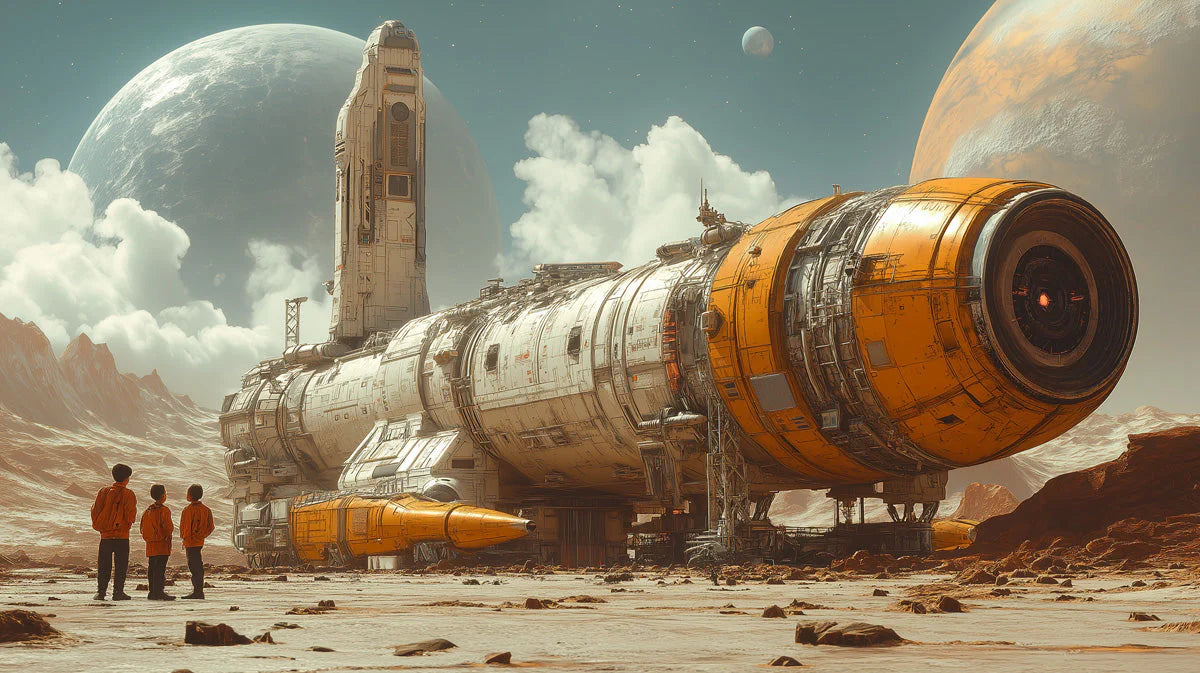 Interstellar Expedition Mural Wallpaper — Sci-Fi Discovery Scene Mural Wallpaper - room preview 02